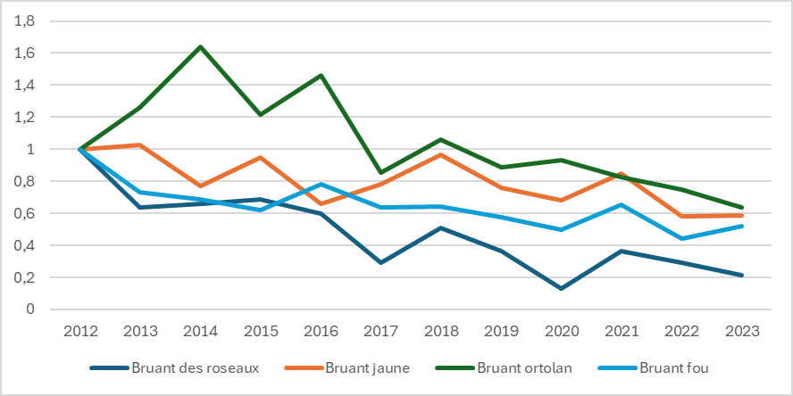 Evolution des oiseaux communs entre 2001 et 2023 en Occitanie